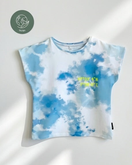 T-Shirt Batik blau/weiss