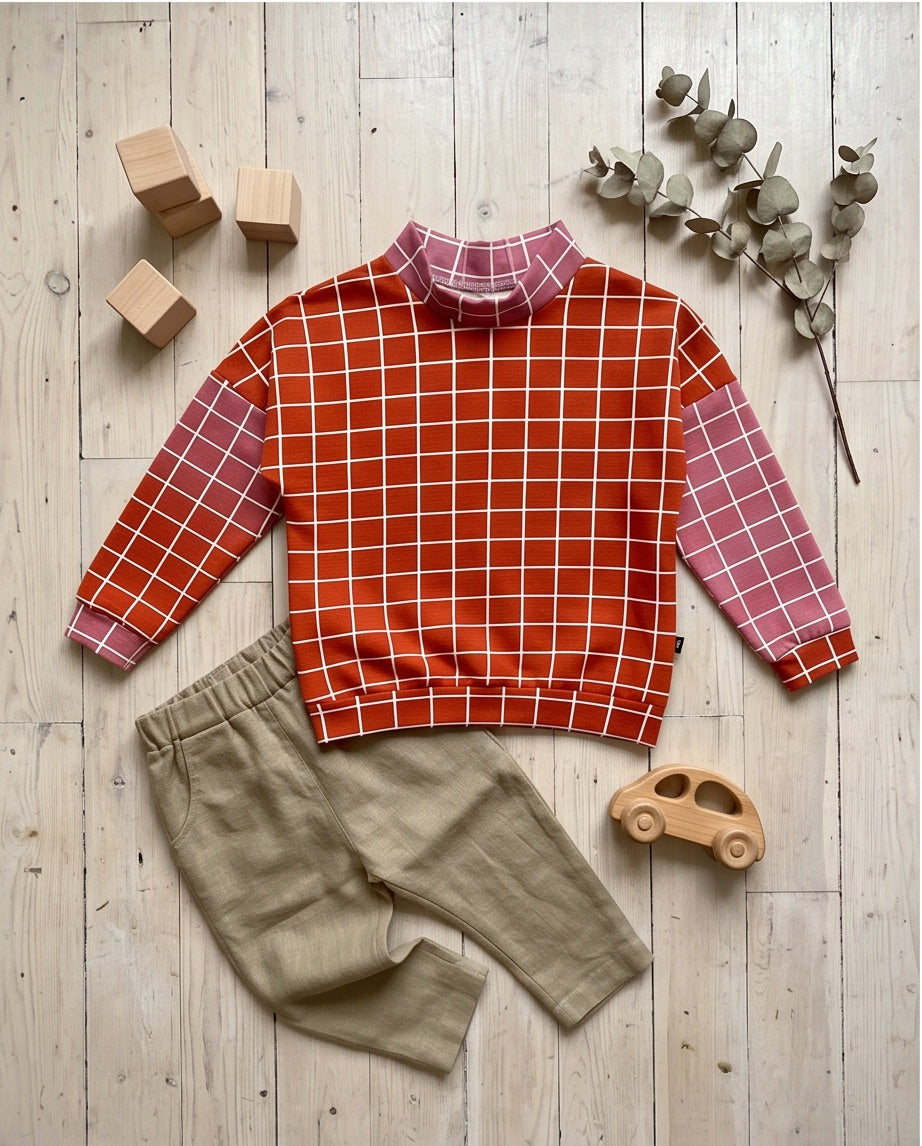 BIO Sweatpullover Grid orange