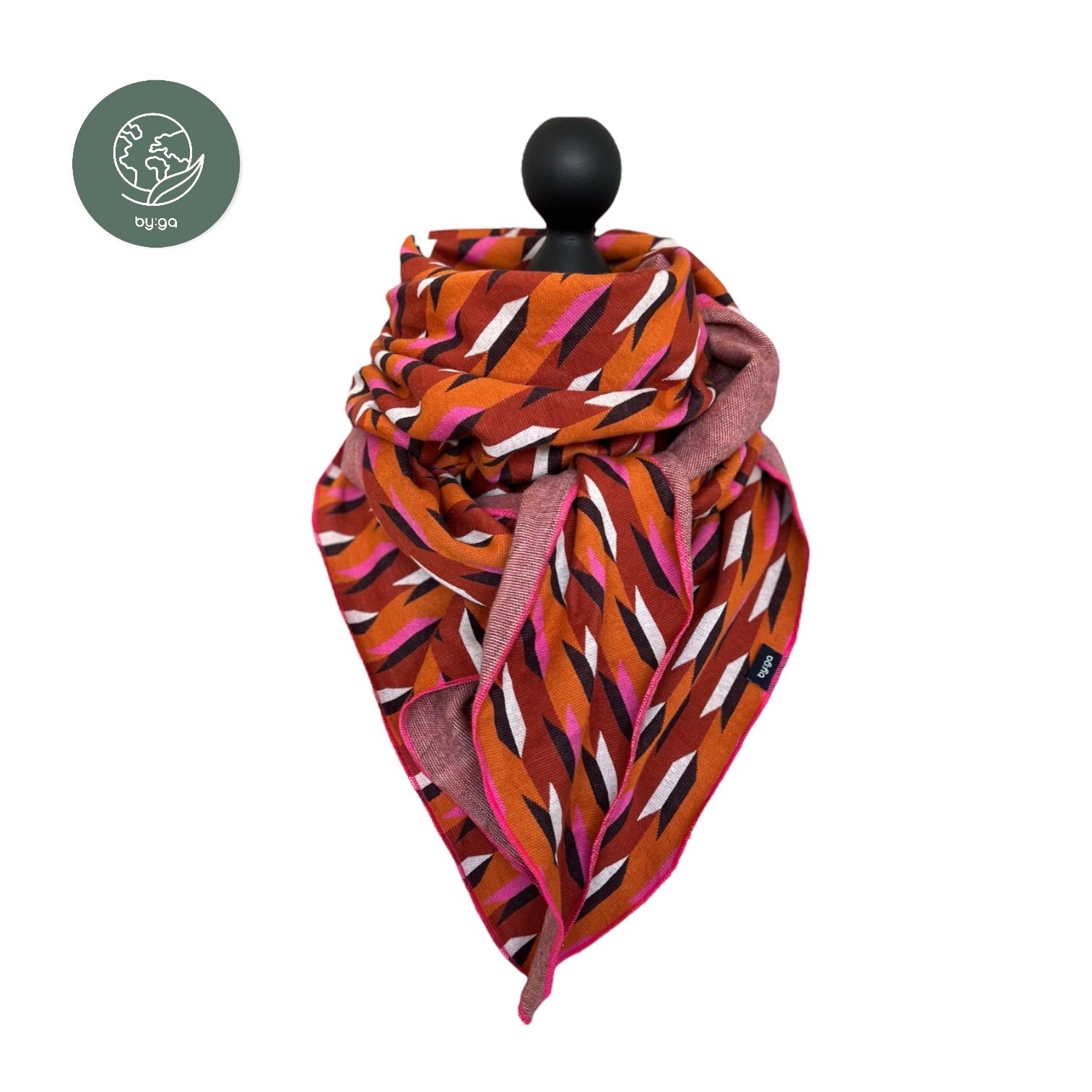 Bio Jacquard Dreieckstuch Pfeile s/w orange