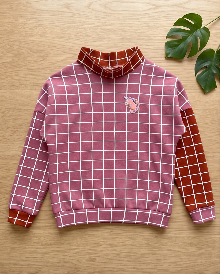 BIO Sweatpullover Grid pink