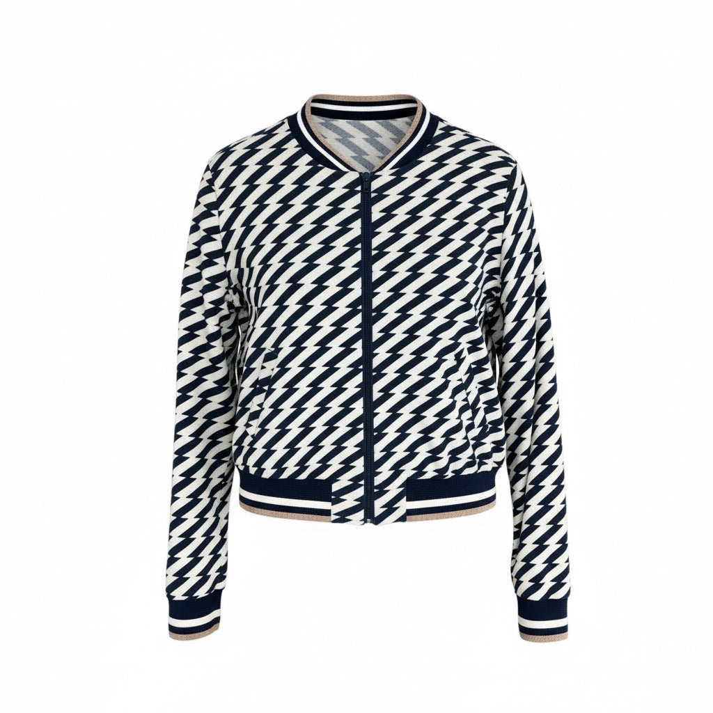BIO Damen Blouson Querstreifen blau/weiss