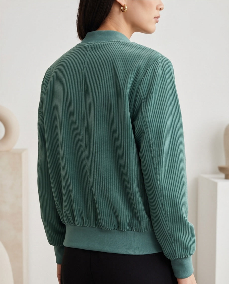 BIO Damen Blouson Cord Jersey pazifikgrün