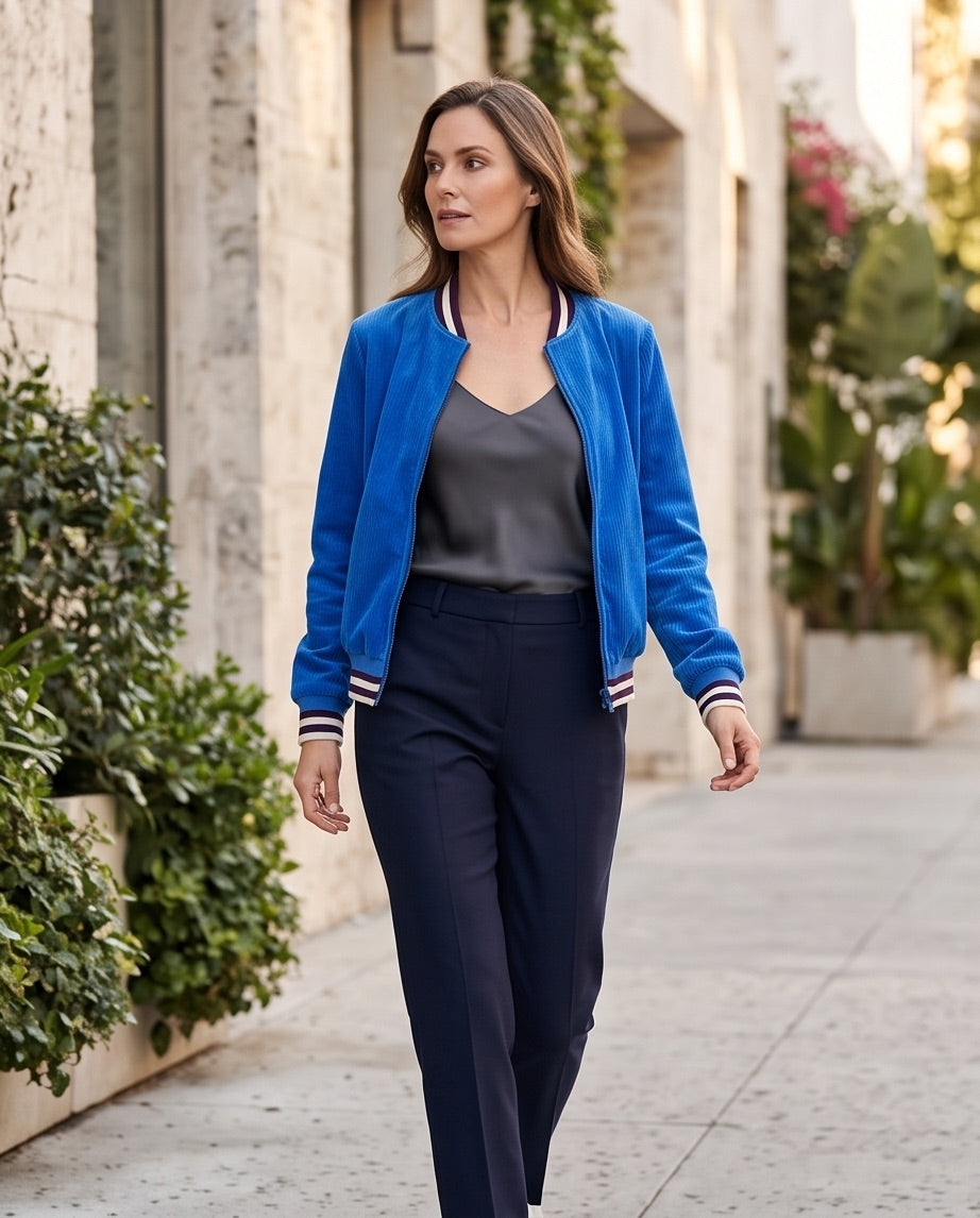 BIO Damen Blouson Cord Jersey blau