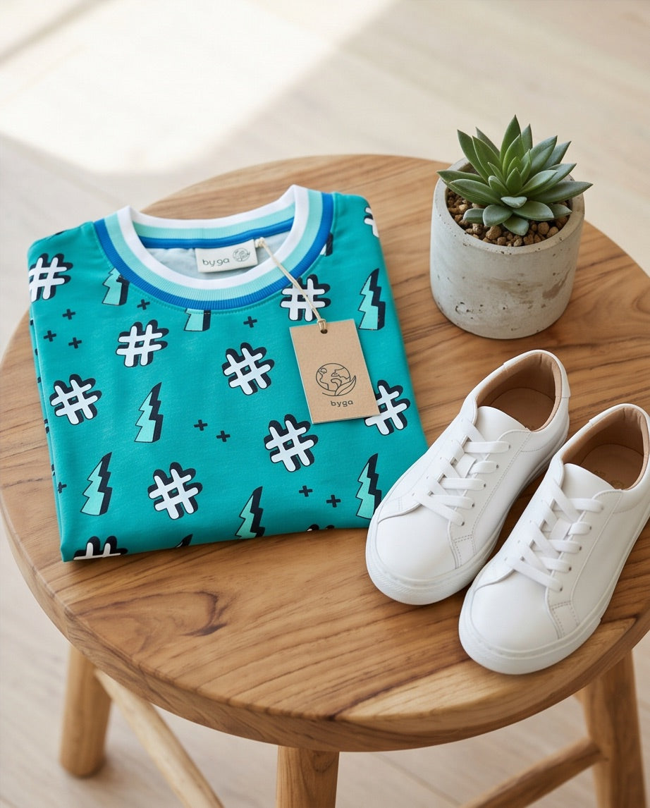 BIO Shirtkleid Hashtag dunkelmint