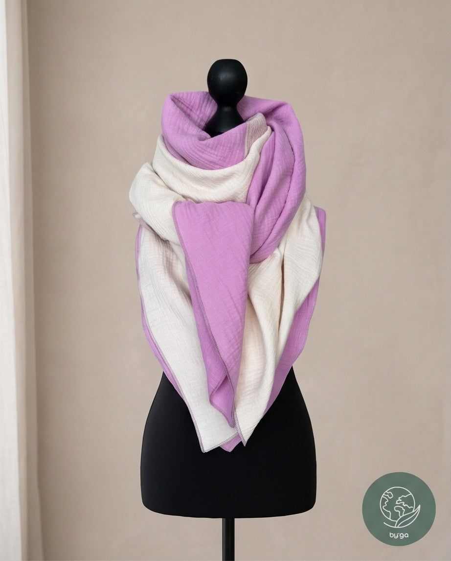 BIO Musselinschal beige/blassrosa/pink