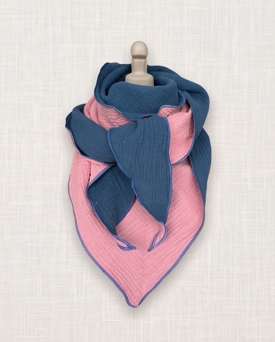 BIO Dreieckstuch rosa/blau