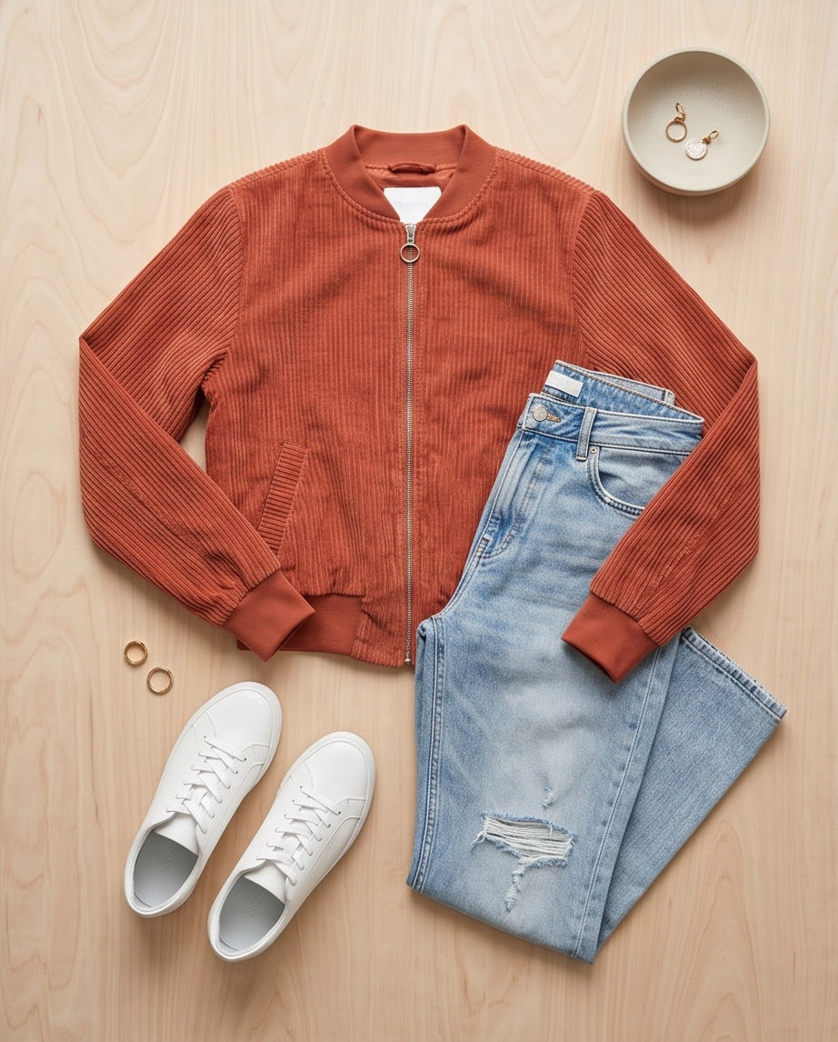 BIO Damen Blouson Cord Jersey hellrost