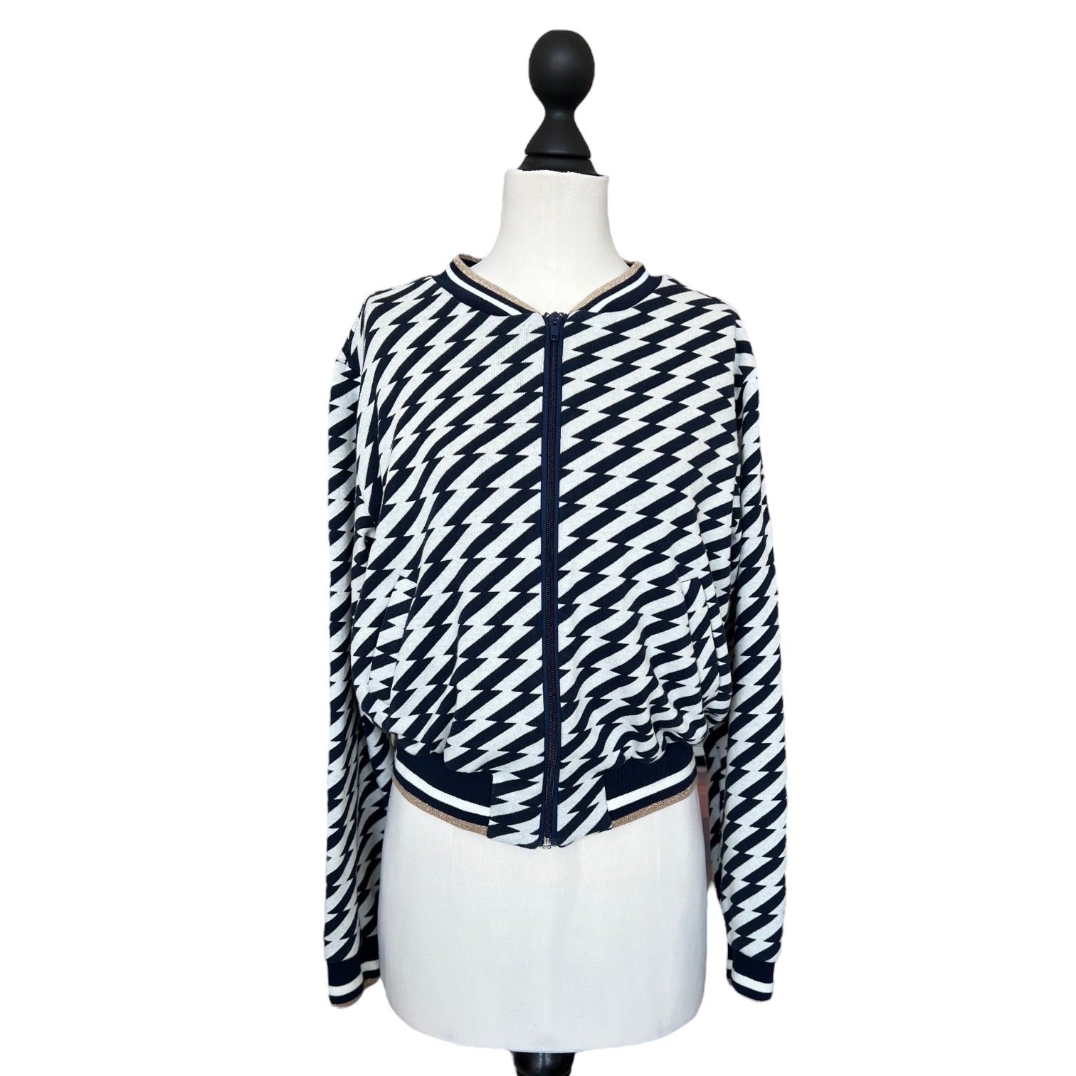 BIO Damen Blouson Querstreifen blau/weiss