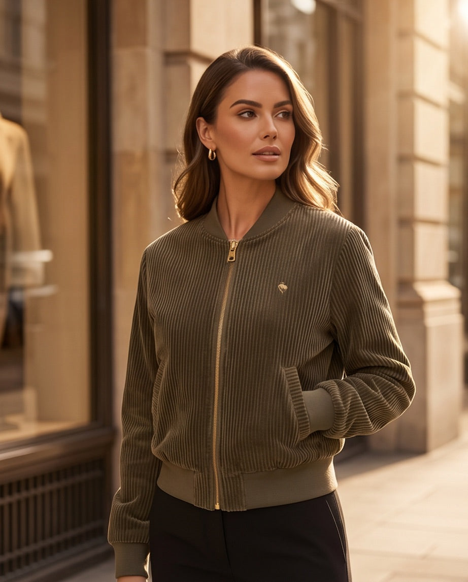 BIO Damen Blouson Cord Jersey khaki