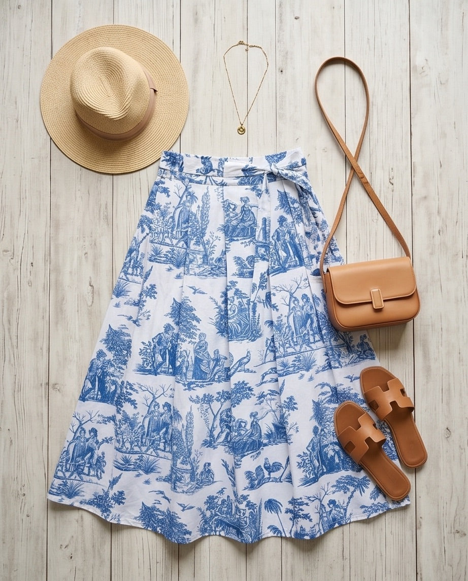 Wickelrock Toile blau weiss