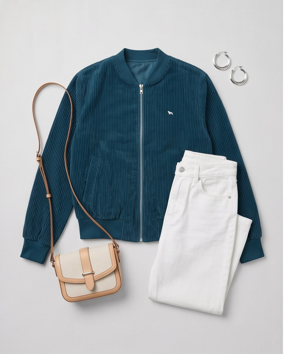 BIO Damen Blouson Cord Jersey petrol