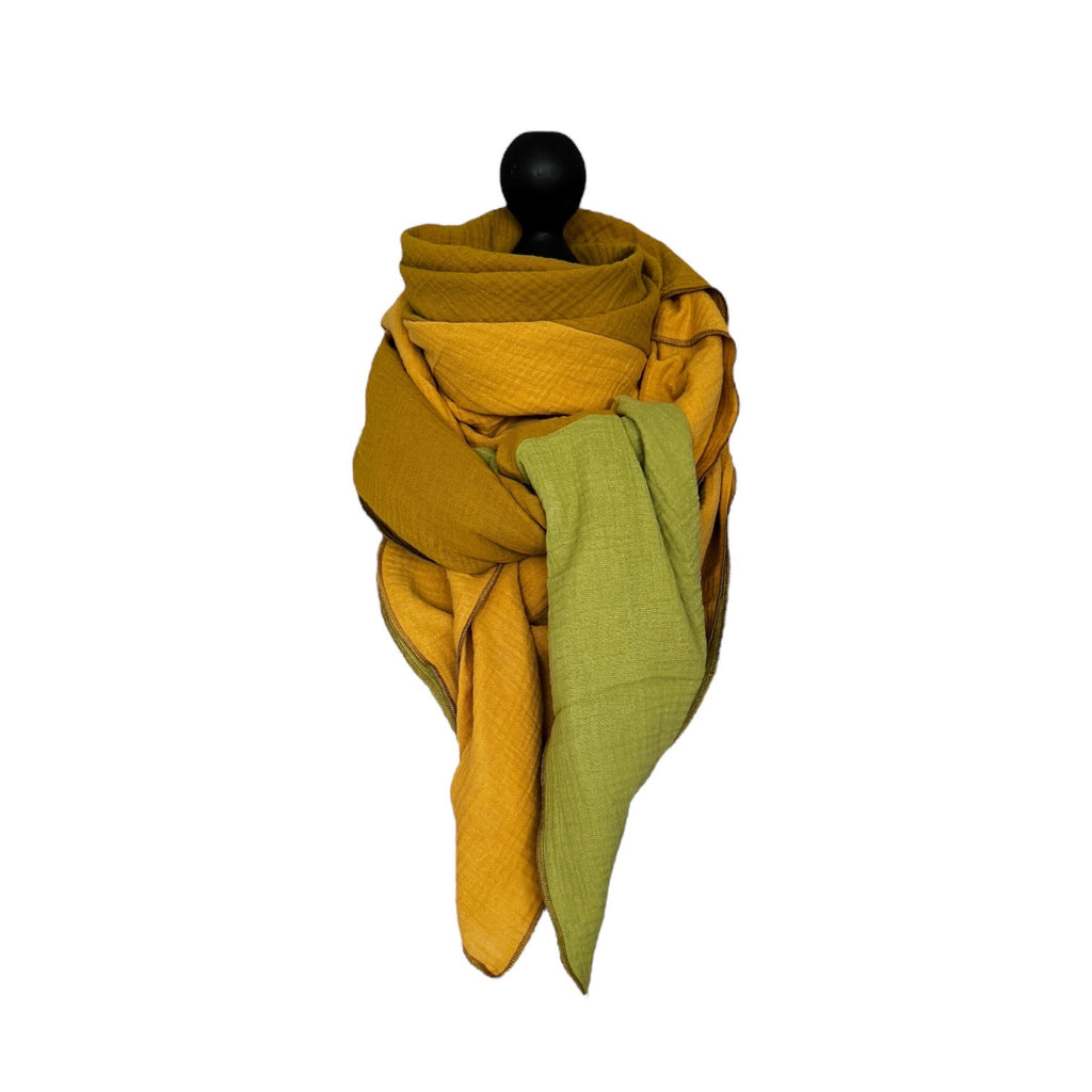 BIO Musselinschal goldgelb/senf/kiwi