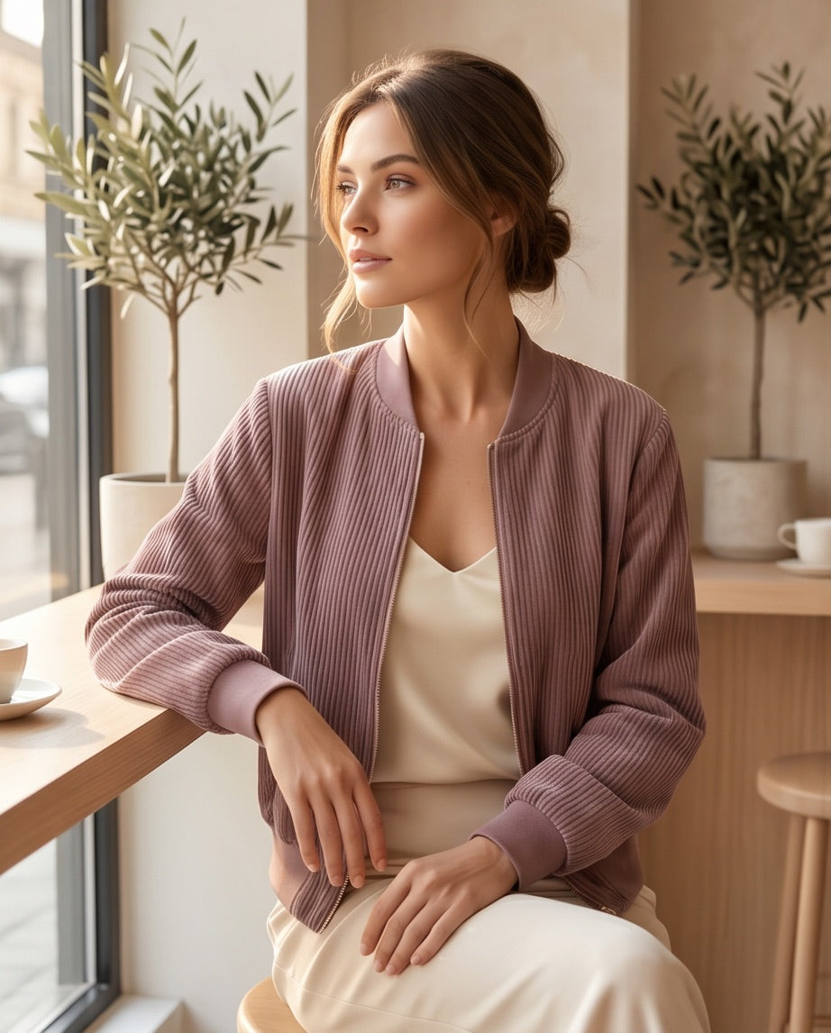 BIO Damen Blouson Cord Jersey altrosa