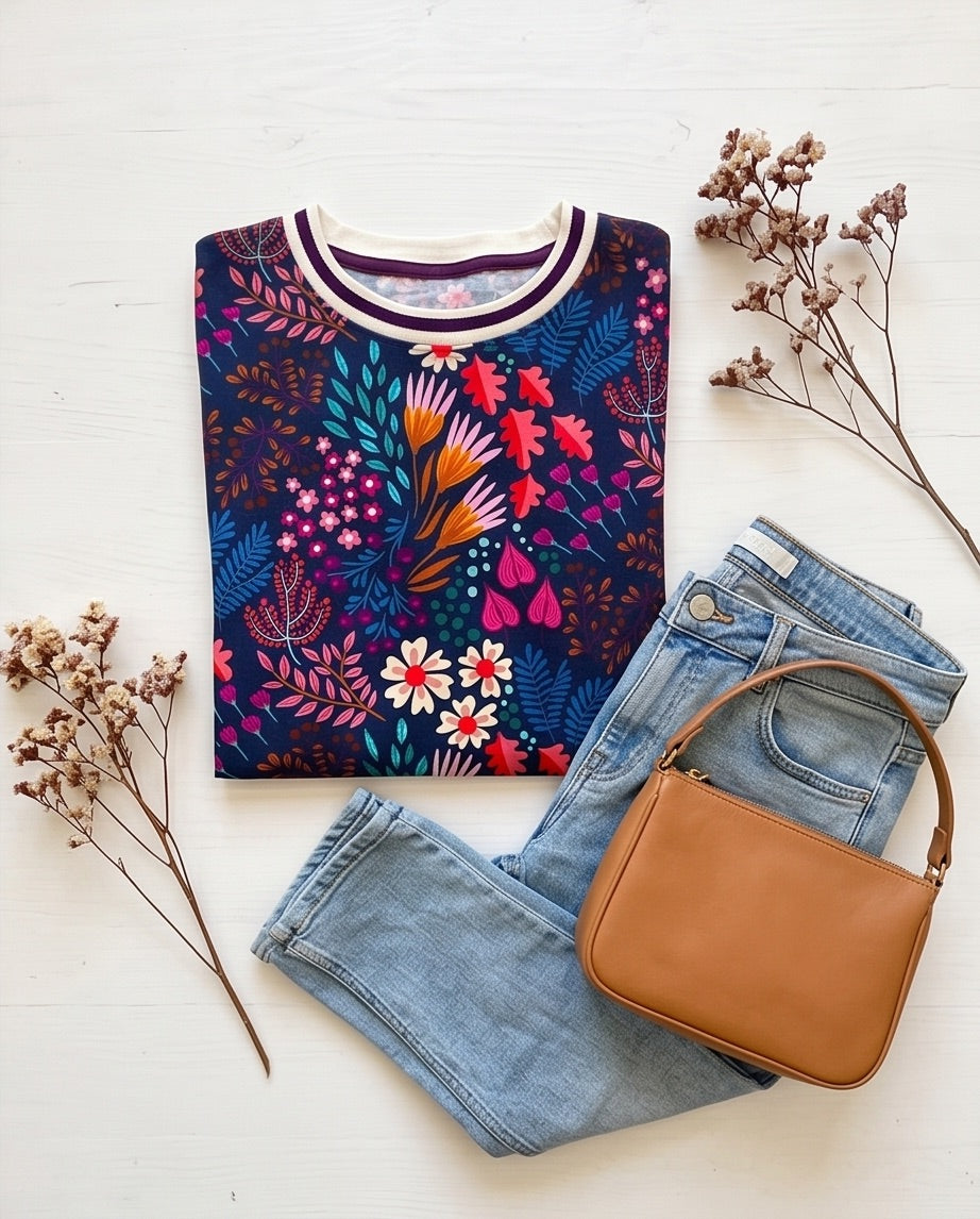 BIO Damen T-Shirt Blumen einteilig