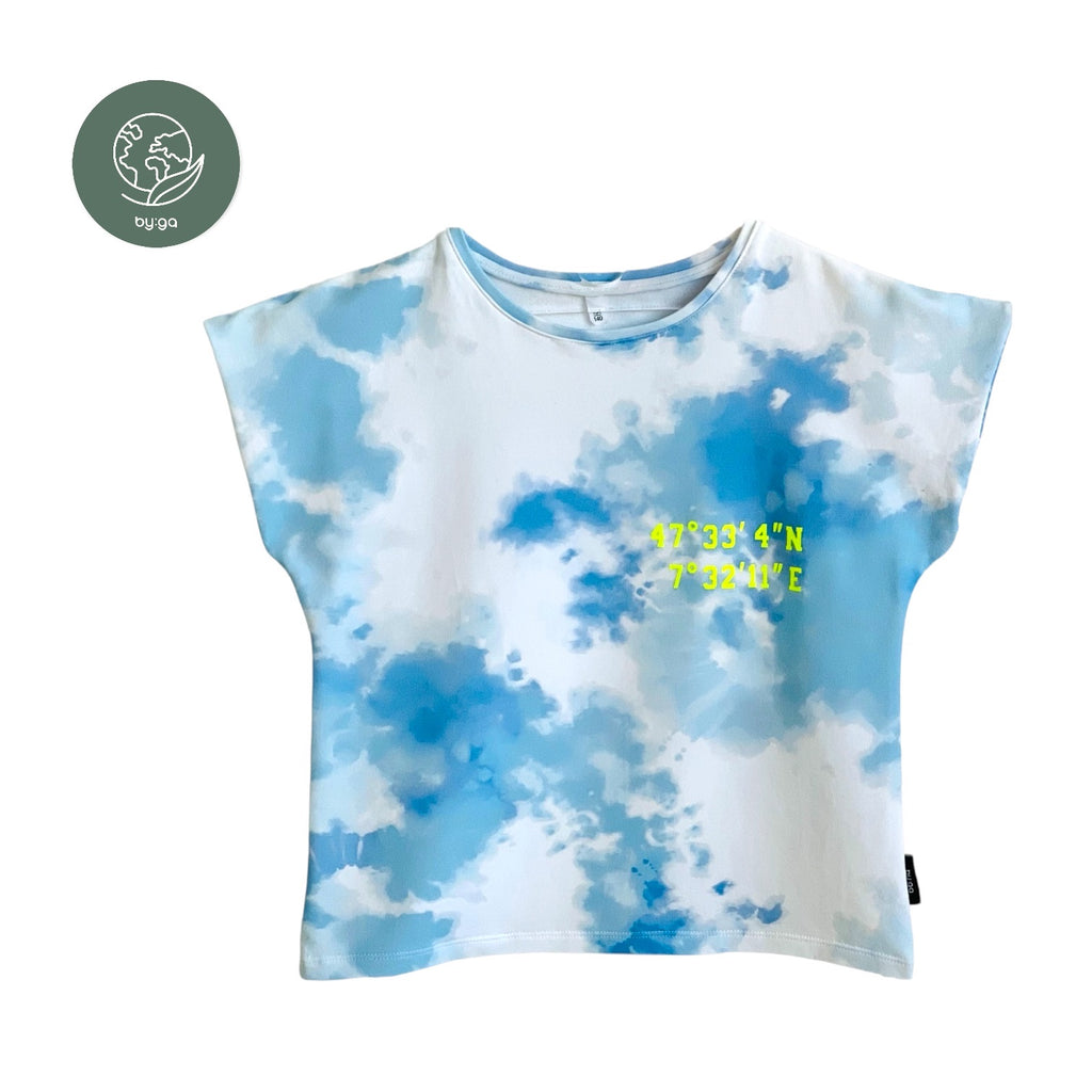 T-Shirt Batik blau/weiss