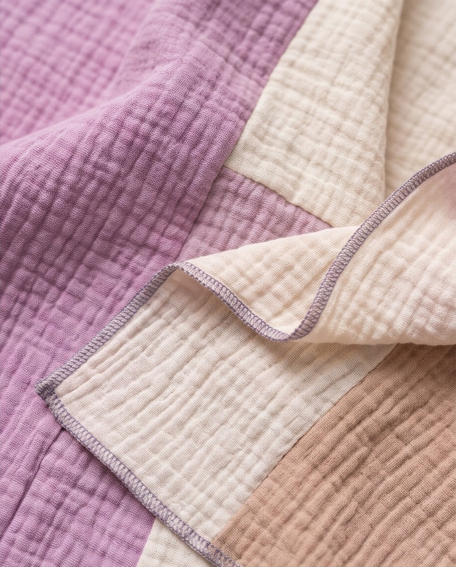 BIO Musselinschal beige/blassrosa/pink