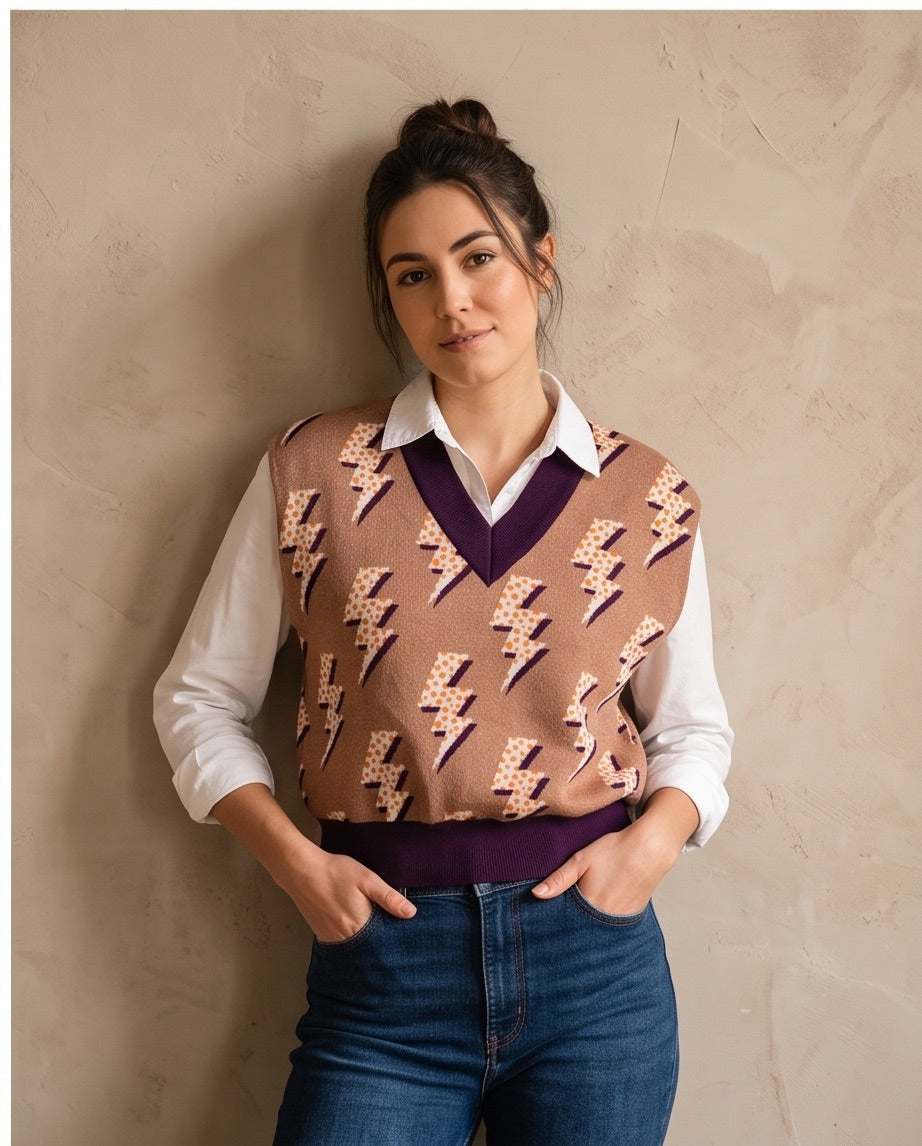 BIO Pullunder Blitze kupfer/violett/orange