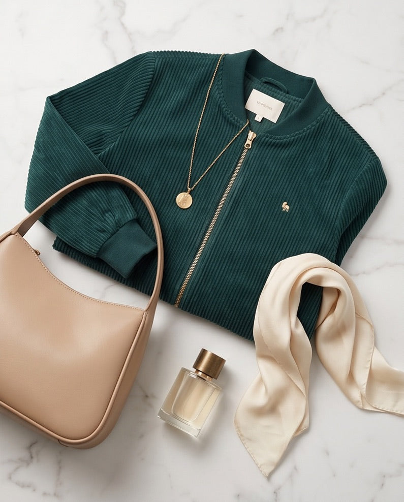 BIO Damen Blouson Cord Jersey smaragd