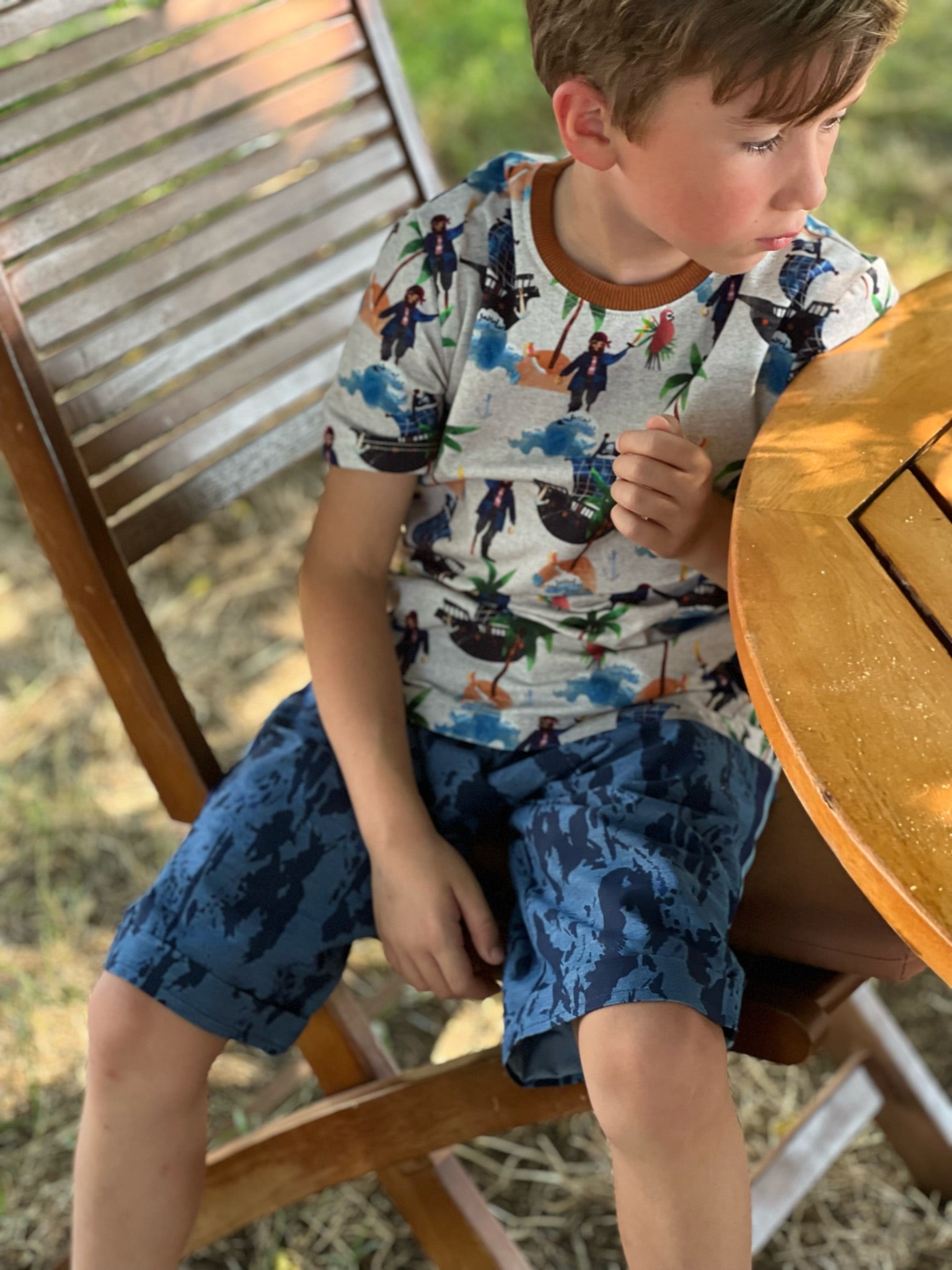 Kurze Hose blau camouflage