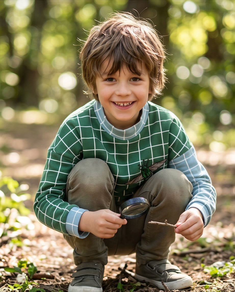 BIO Sweatpullover Grid grün