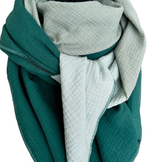 BIO Musselinschal mint/hellaqua/smaragd