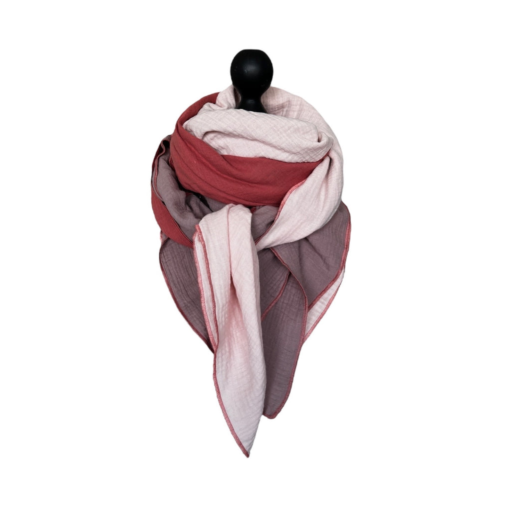 BIO Musselinschal altnude/marsala rosa/zartrosa