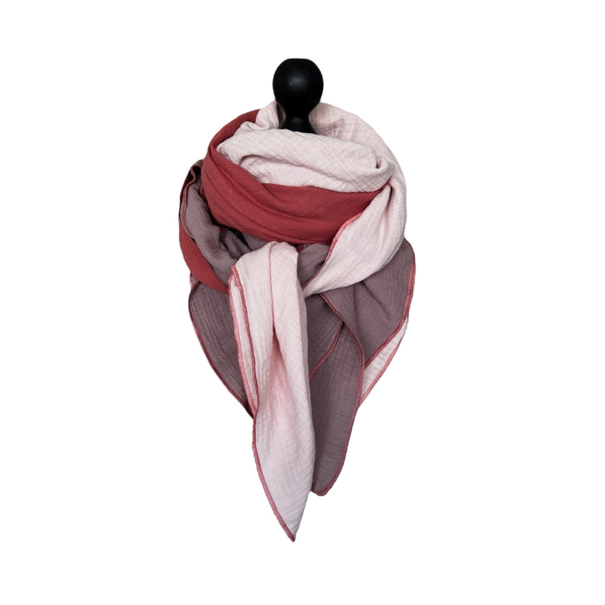 BIO Musselinschal altnude/marsala rosa/zartrosa