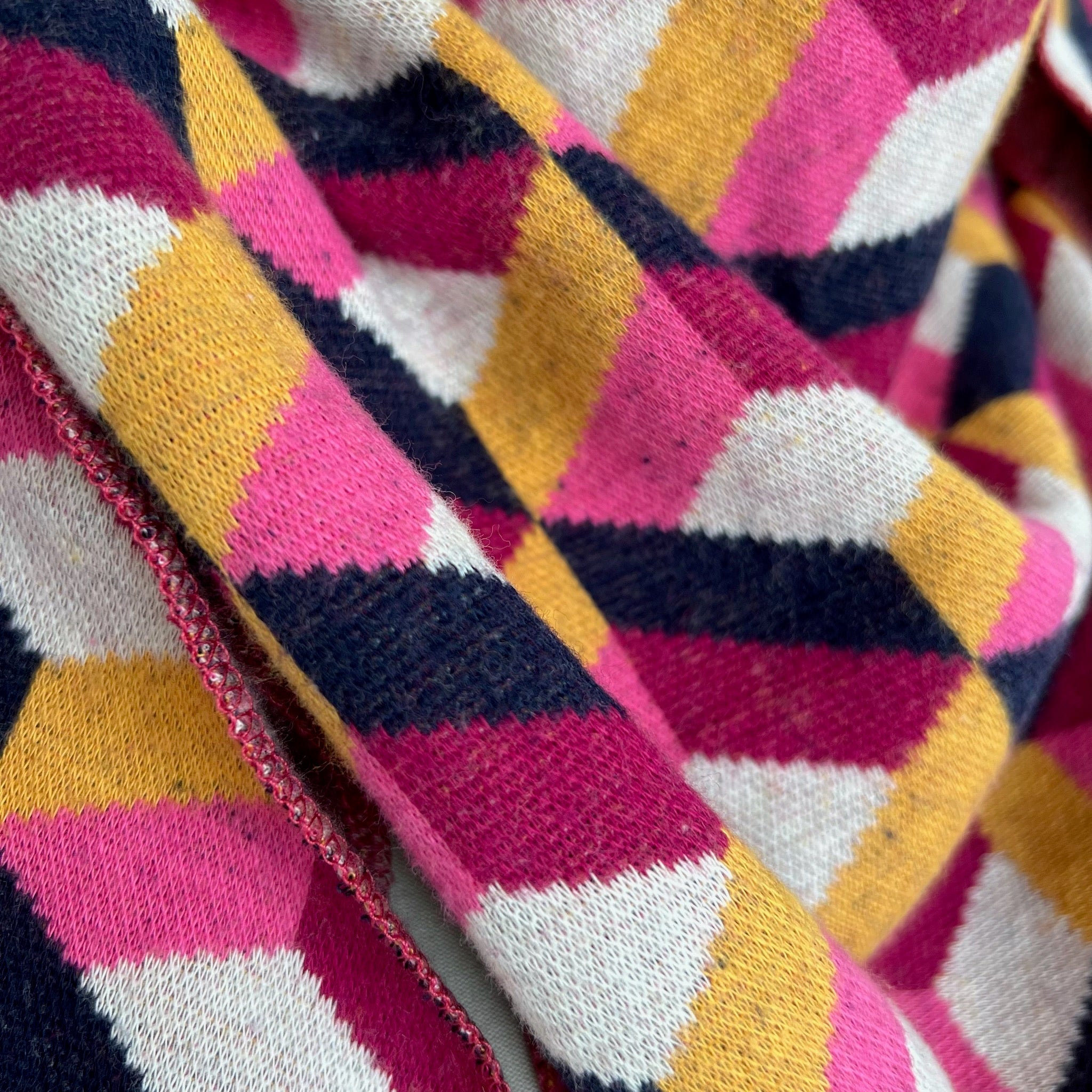 Bio Jacquard Dreieckstuch Rauten pink-gelb
