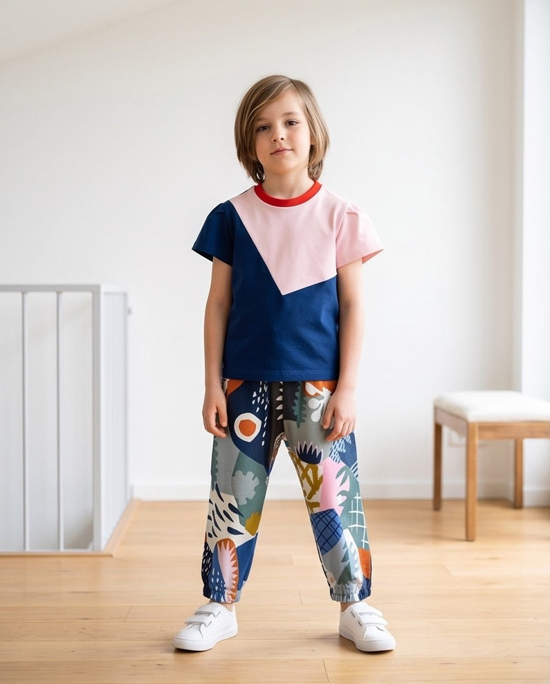 BIO T-Shirt blau/rosa