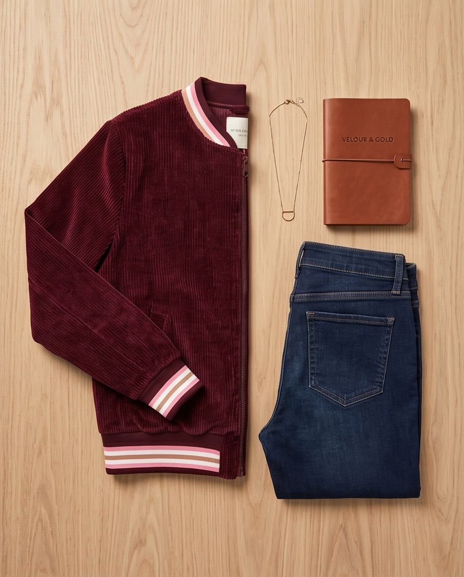 BIO Damen Blouson Cord Jersey bordeaux