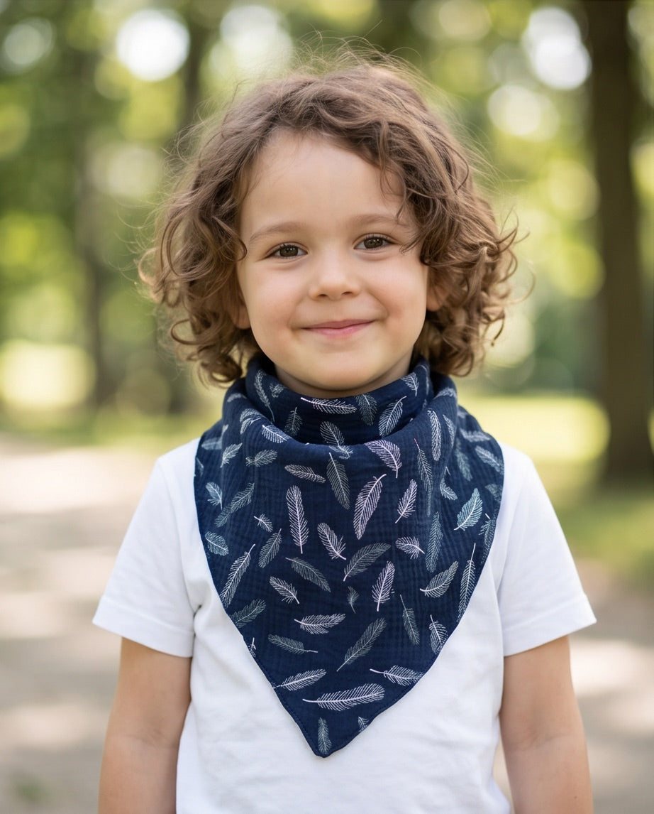 BIO Dreieckstuch navy Federn
