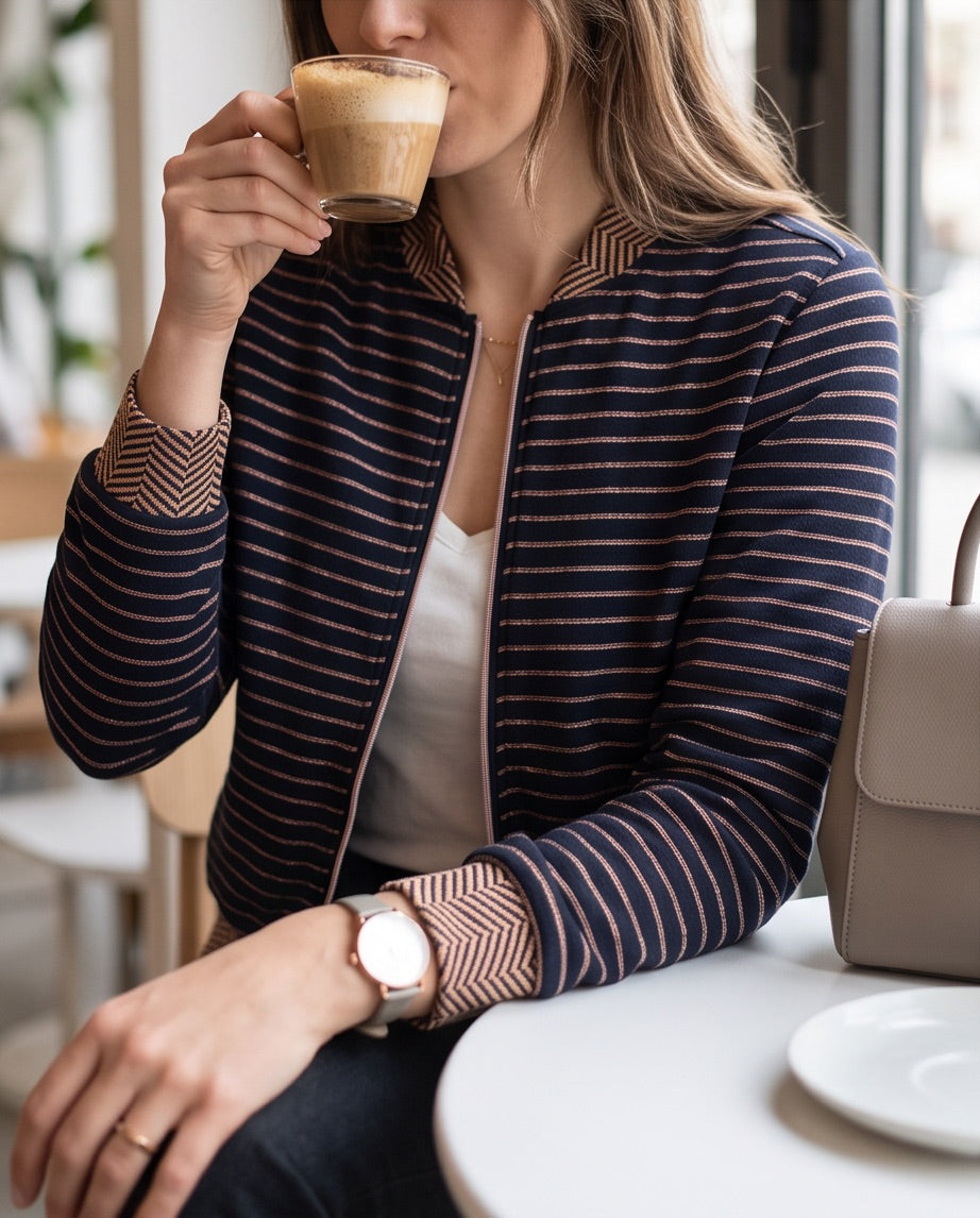 BIO Damen Blouson quer gestreift