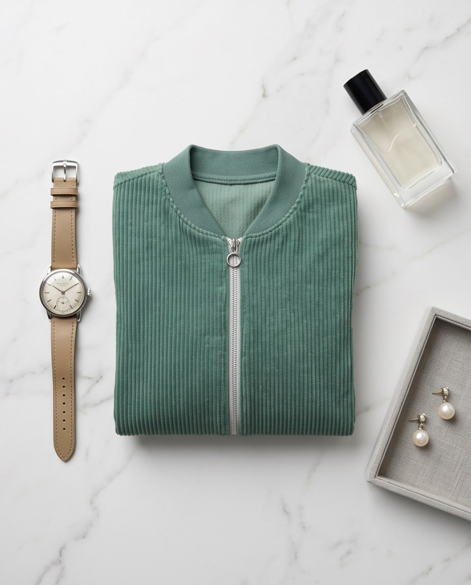 BIO Damen Blouson Cord Jersey pazifikgrün