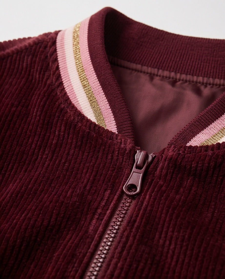 BIO Damen Blouson Cord Jersey bordeaux