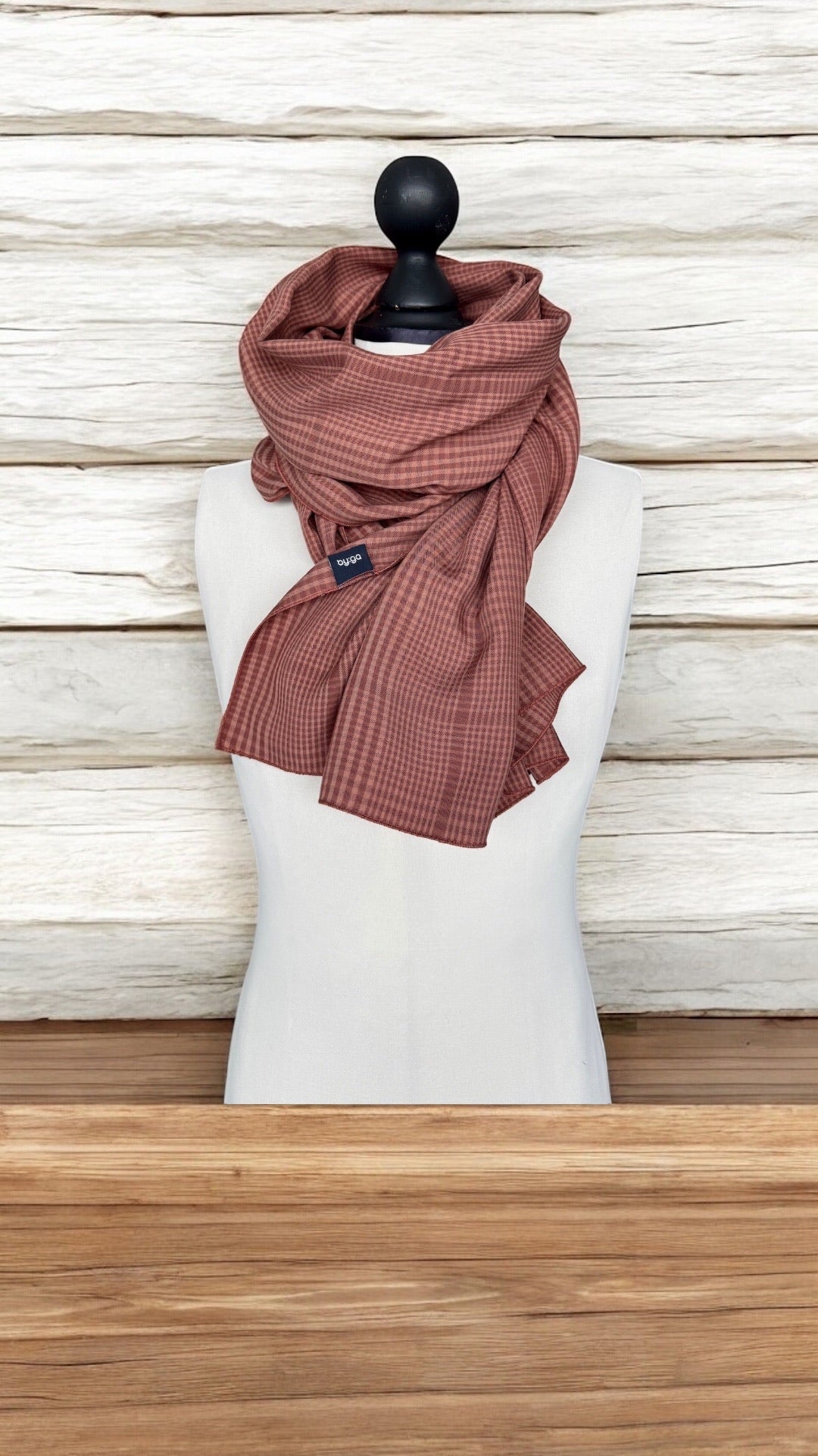 Schal Karo braun/altrosa