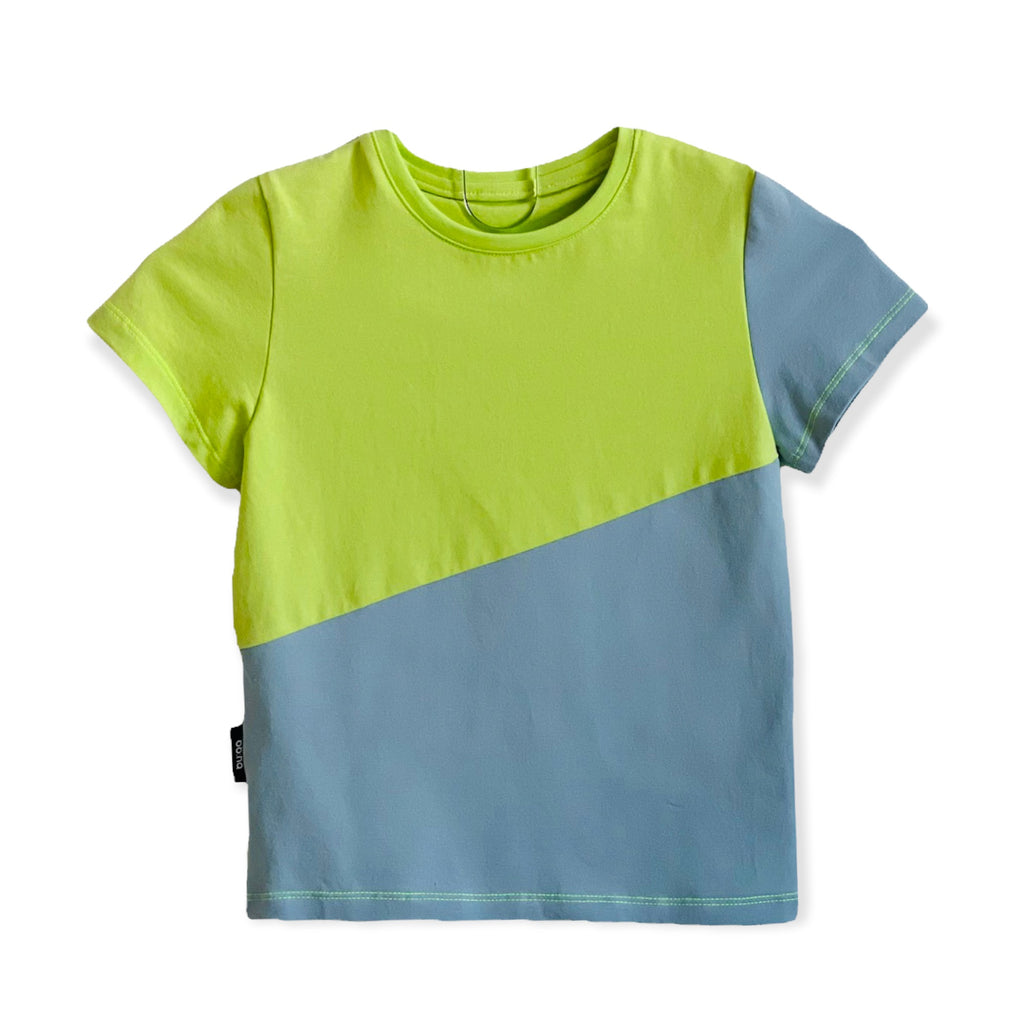 T-Shirt neongelb hellblau
