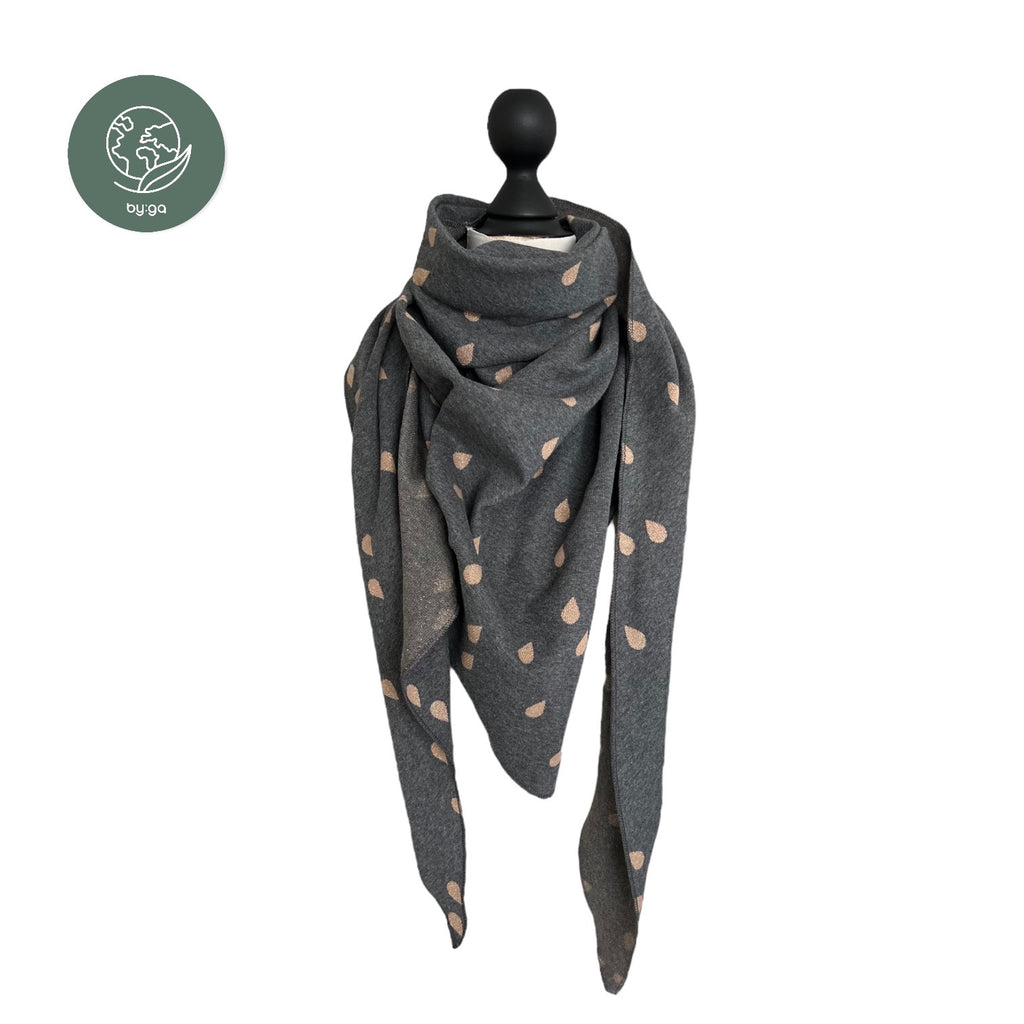 Bio Jacquard Dreieckstuch Tropfen dunkelgrau