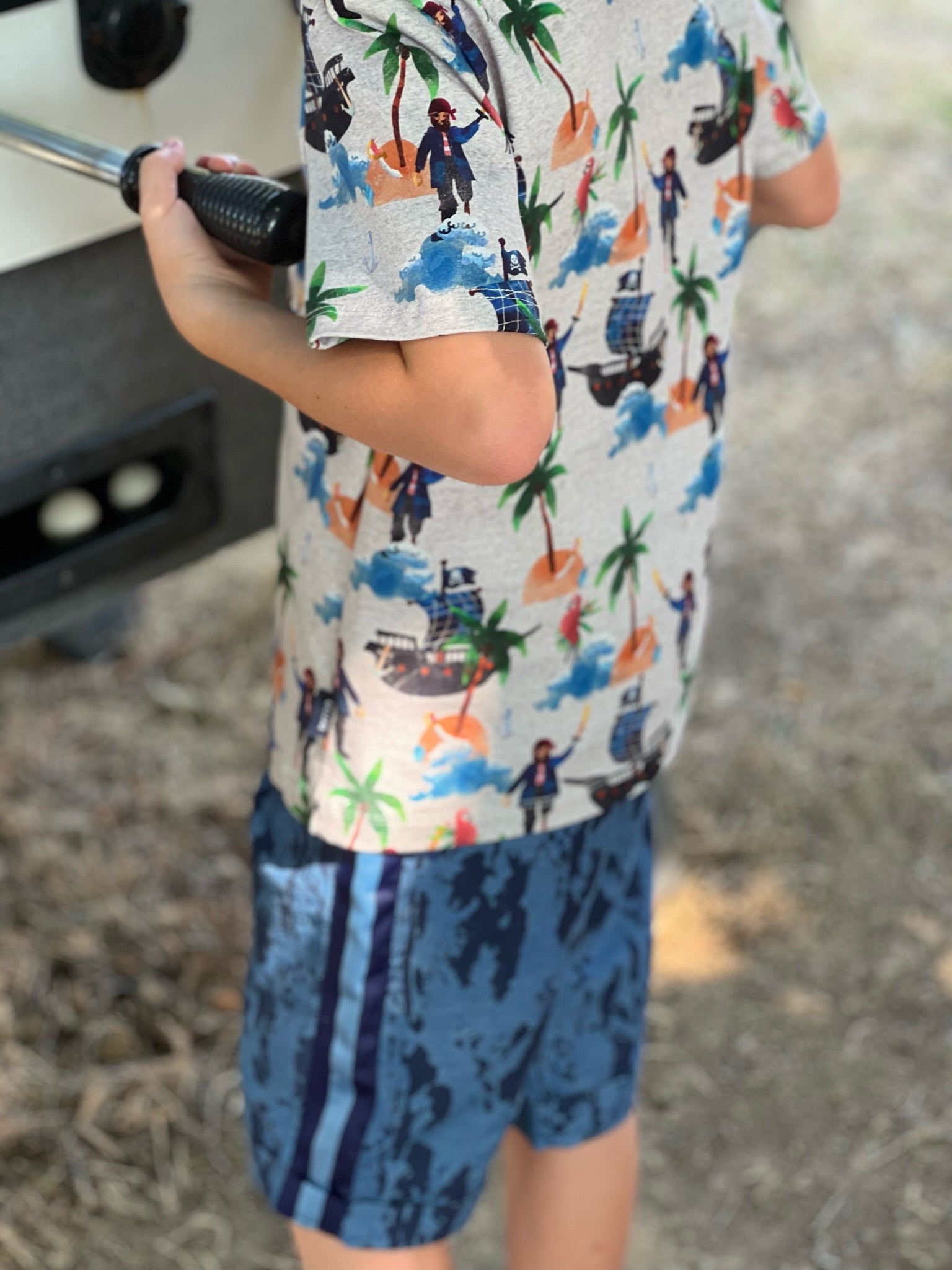 Kurze Hose blau camouflage