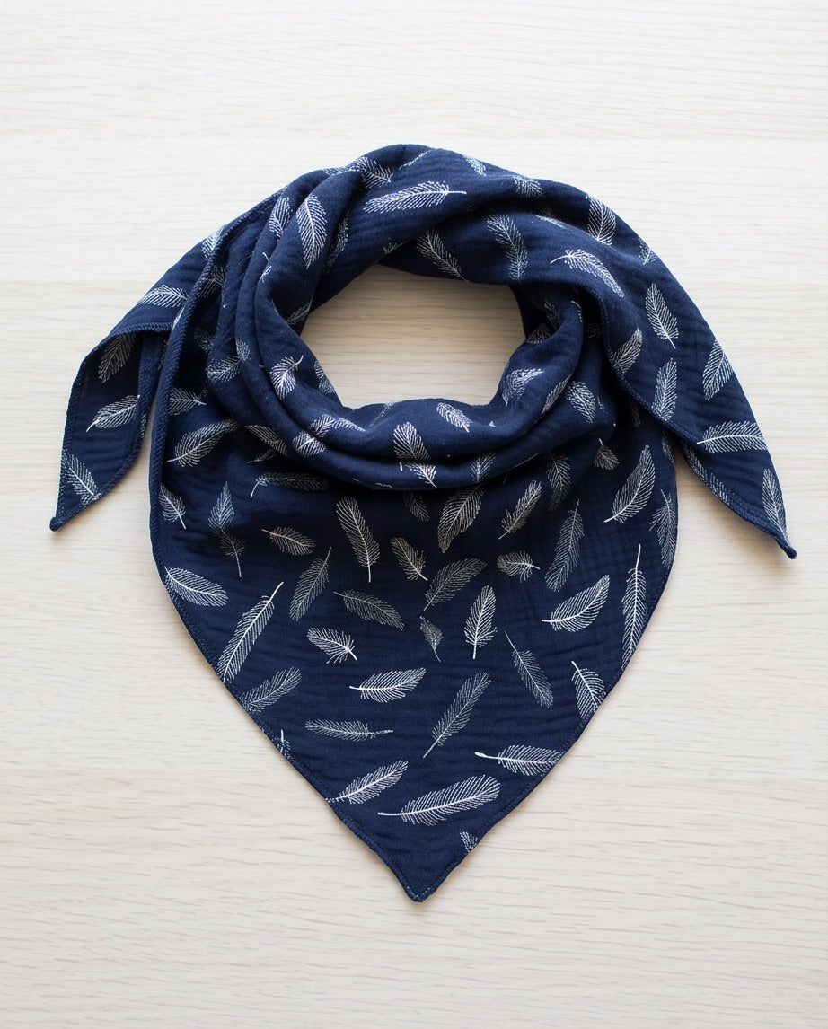 BIO Dreieckstuch navy Federn