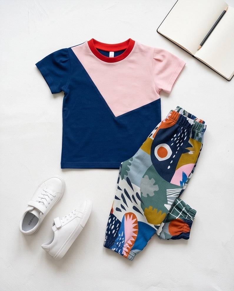 BIO T-Shirt blau/rosa