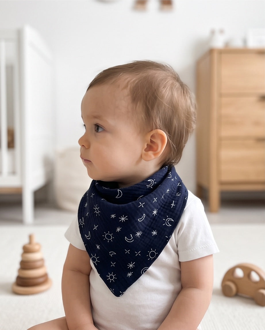 BIO Musselin Dreieckstuch Mini dunkelblau Sonne&Mond - By:ga Mode
