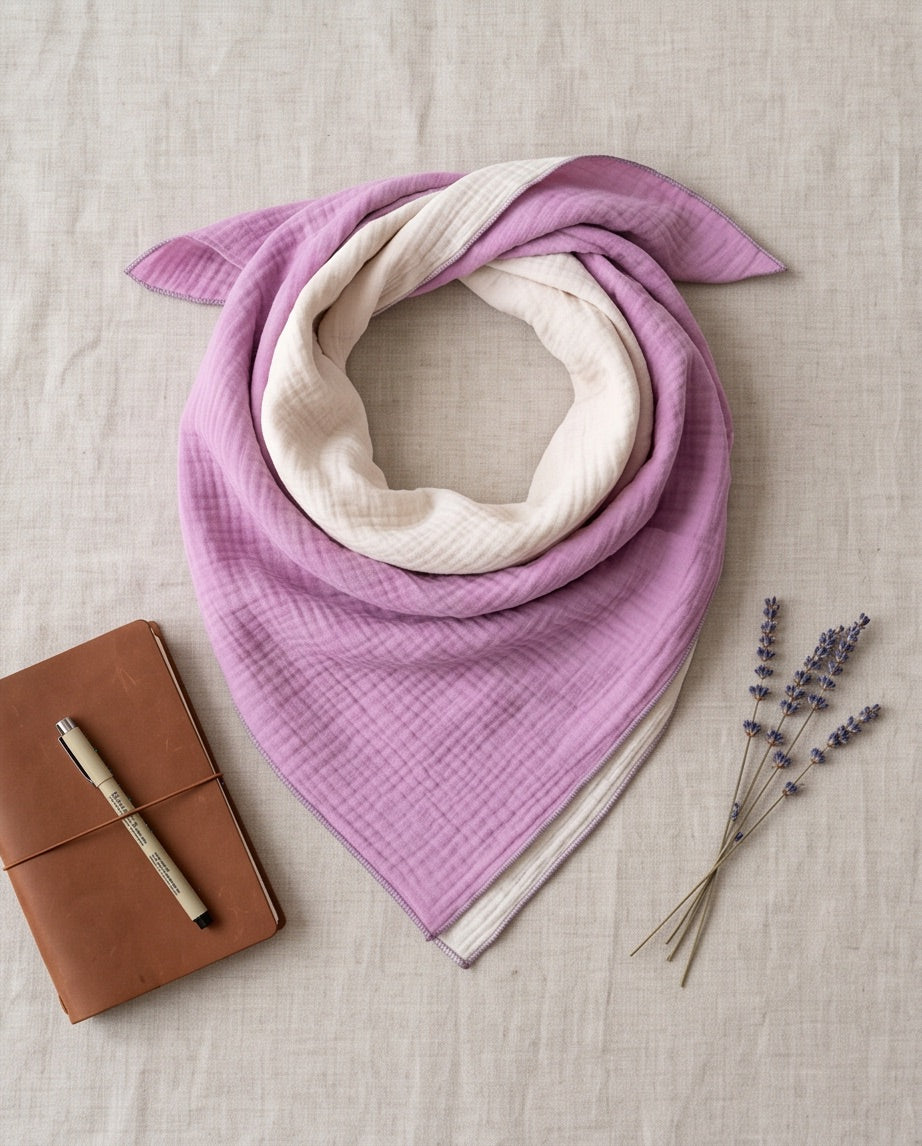 BIO Musselinschal beige/blassrosa/pink