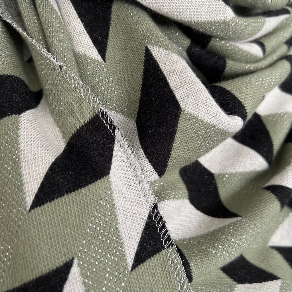 Bio Jacquard Dreieckstuch Zick Zack grün/sw