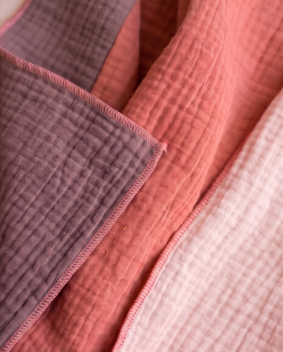 BIO Musselinschal altnude/marsala rosa/zartrosa