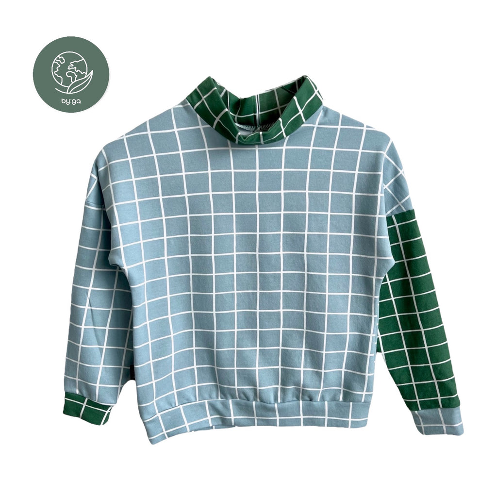 BIO Sweatpullover Grid hellblau