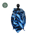 Bio Jacquard Dreieckstuch Blätter blau