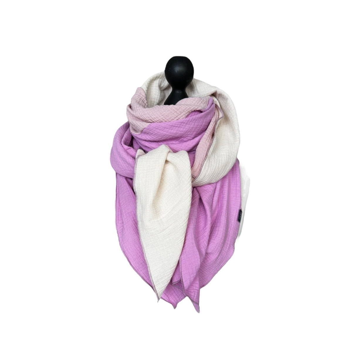 BIO Musselinschal beige/blassrosa/pink