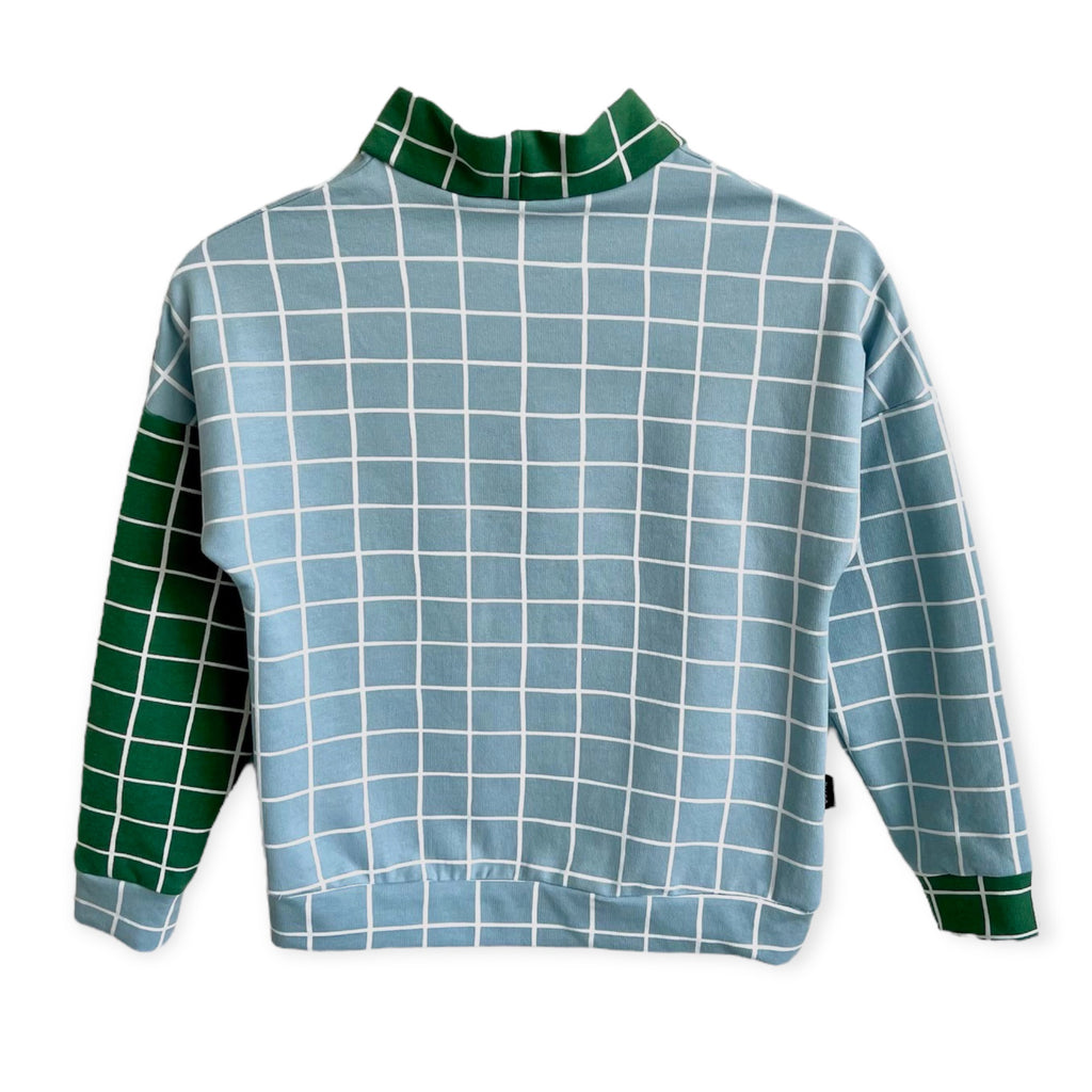 BIO Sweatpullover Grid hellblau