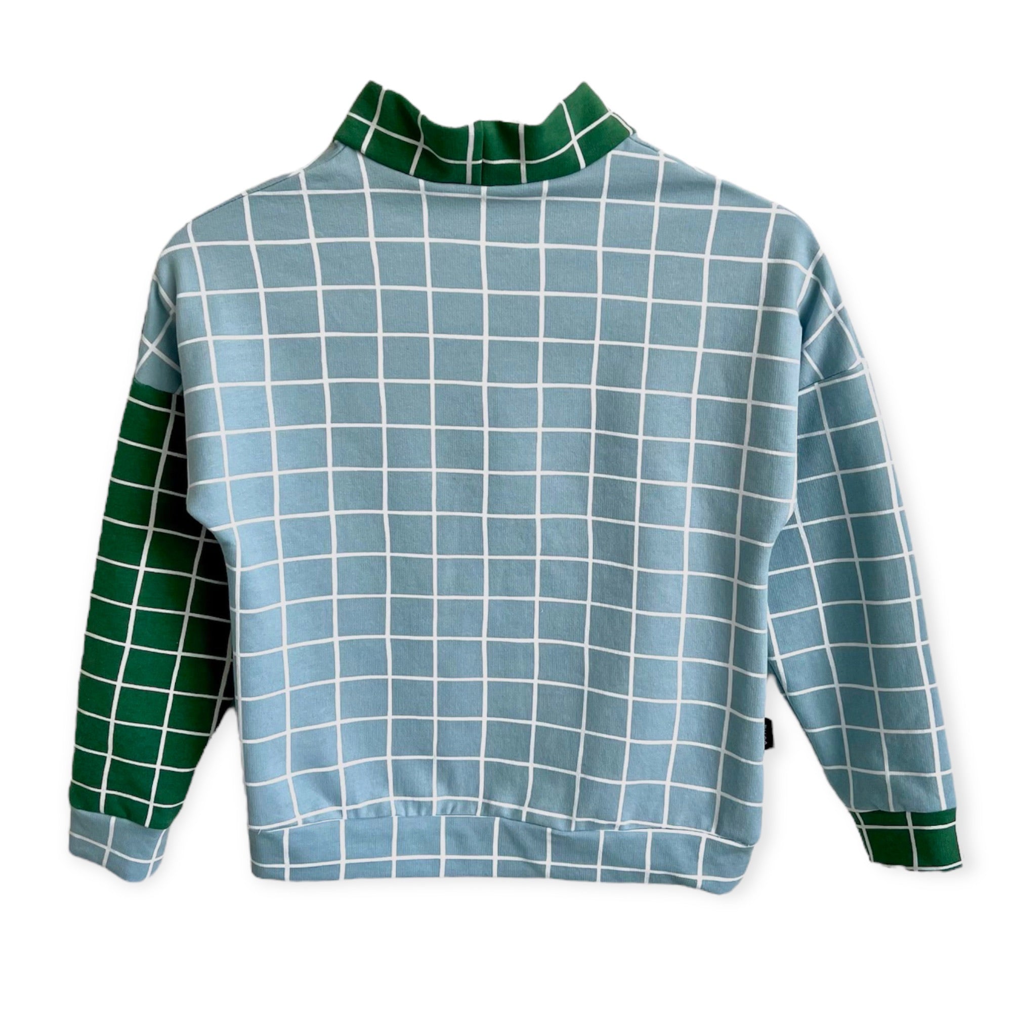 BIO Sweatpullover Grid hellblau