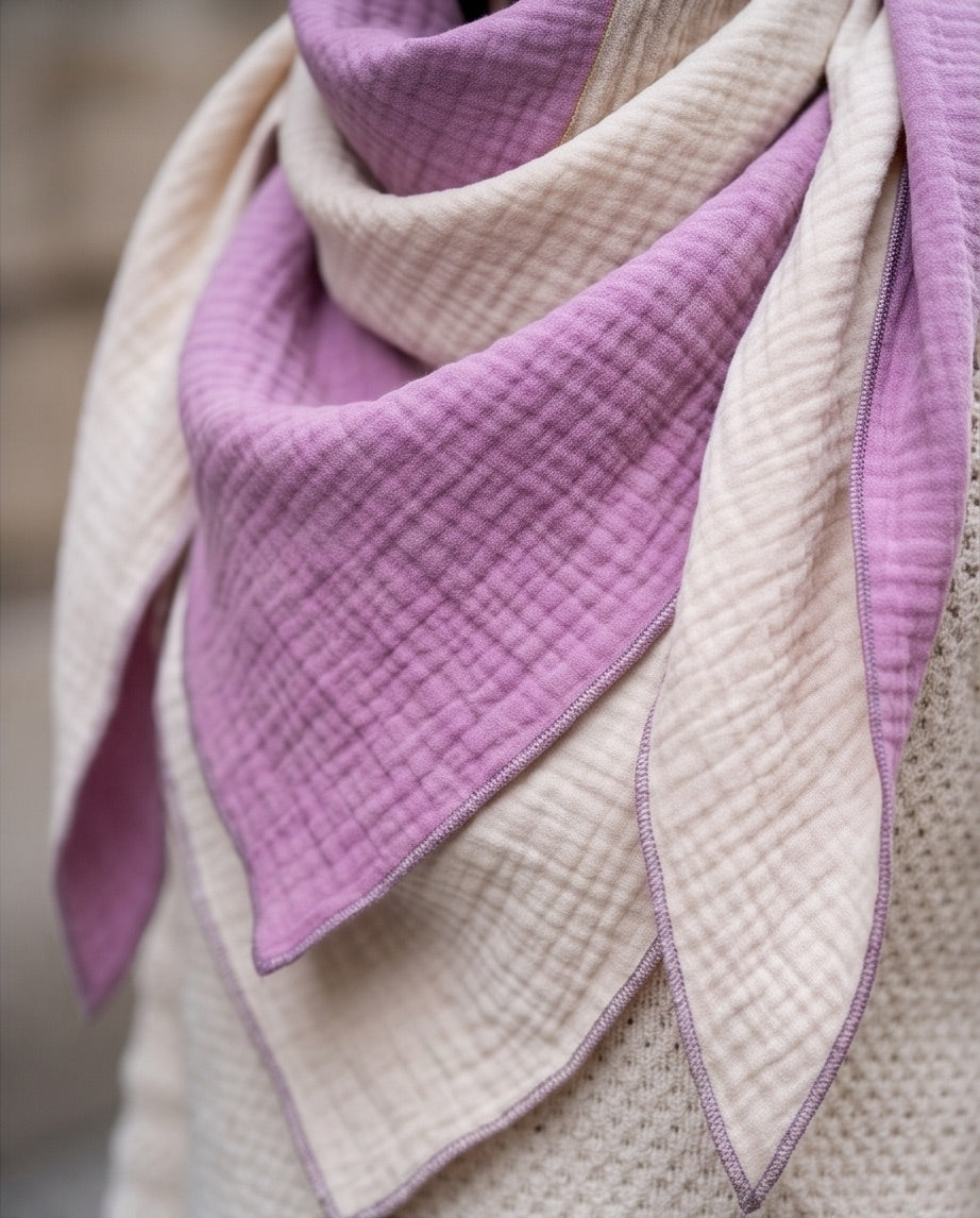 BIO Musselinschal beige/blassrosa/pink